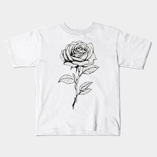 Black and white rose flower Kids T-Shirt